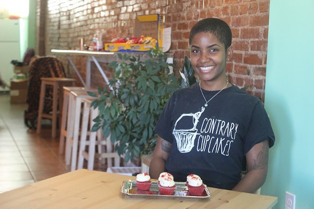 Contrary Cupcakes
4904 Devonshire Ave.
St. Louis, MO 63109
(314) 797-8128
Cupcake-stuffed strawberries sound like the stuff of dreams, but they're a real thing thanks to Contrary Cupcakes. Opened in Southampton in 2016, this mini cupcakery offers top sellers such as "Pancakes & Bacon," red velvet and gooey butter cake, as well as lemonade, chocolate peppermint and birthday cake flavored cupcakes. As for the cupcake-stuffed strawberries? Those are made by crumbling up red velvet and cream cheese cupcakes, putting them inside hollowed strawberries, then dipping them in chocolate. Heaven indeed. Photo by Sarah Fenske.