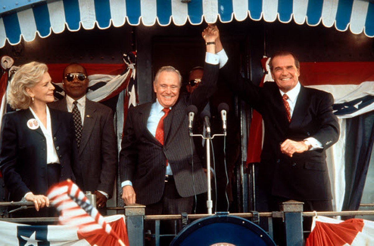 Jack Lemmon as President Russell P. Kramer, James Garner as President Matt Douglas and Dan Aykroyd (not pictured) as President William Haney in My Fellow Americans (1996)
Ex-presidents played by Lemmon and Garner unite against President William Haney, played by Akroyd. Wacky double-crossing ensues throughout much of the movie's hour and 40 minutes, and if any of these characters were our actual president, we'd have a lifetime's worth of snarky political blog posts to read.