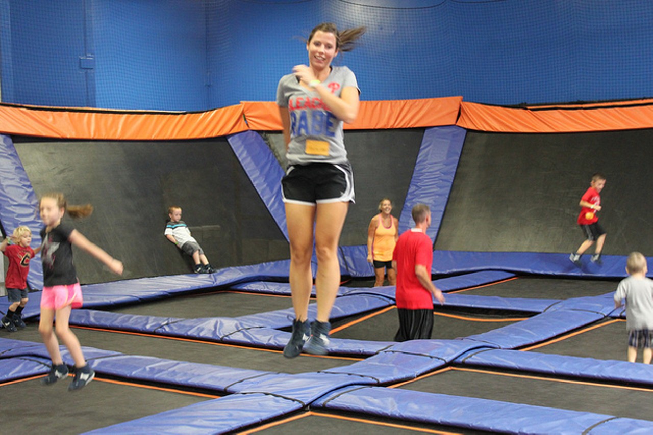 Get a workout at Sky Zone.
17379 Edison Ave.
Chesterfield, MO 63005
(636) 530-4550
If storms make you antsy, let out some adrenaline at Sky Zone. This massive trampoline park hosts birthday parties, workout classes, toddler jump times and other special events -- or you can just go for the sake of jumping. It's basically an invitation to let out your inner kid, so make sure you try it. Photo courtesy of Flickr / Clintus.