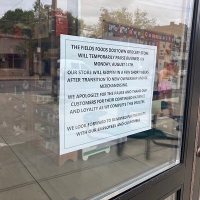 Doors were locked around 11 a.m. and this sign was posted on the door of the Dogtown store.