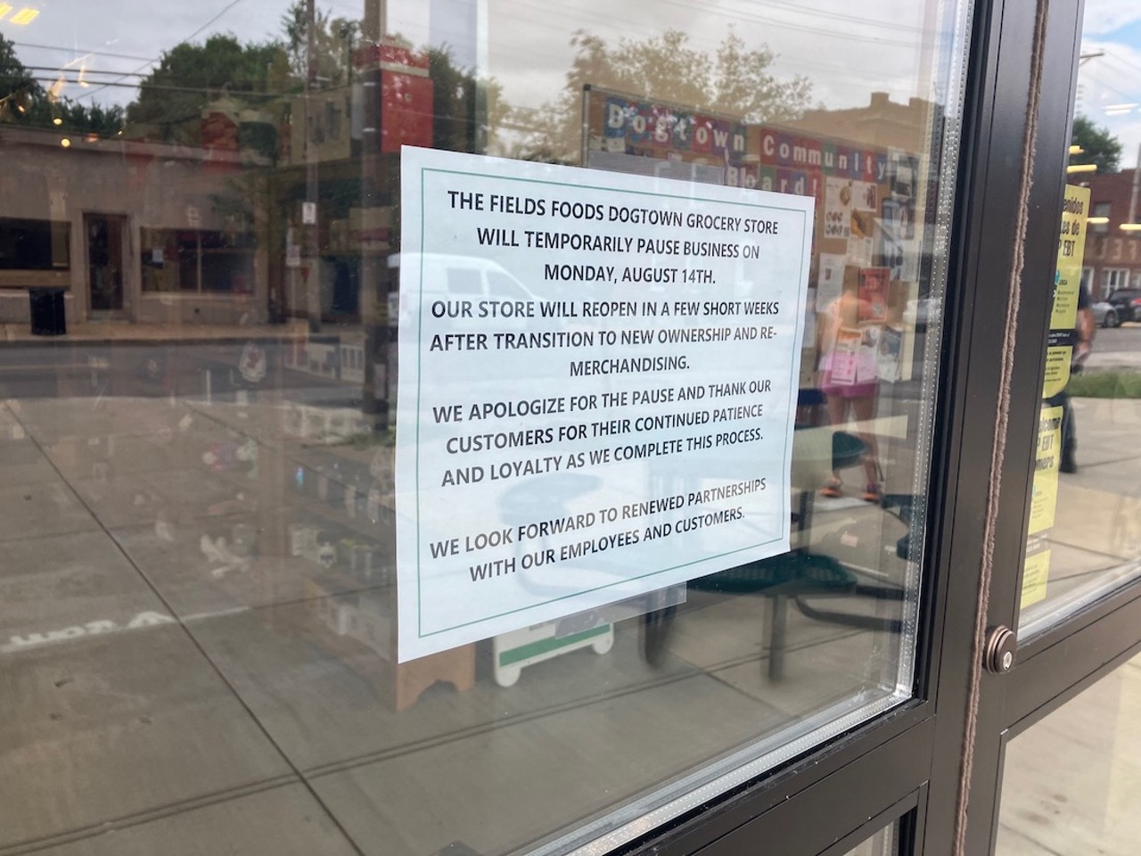 Doors were locked around 11 a.m. and this sign was posted on the door of the Dogtown store.