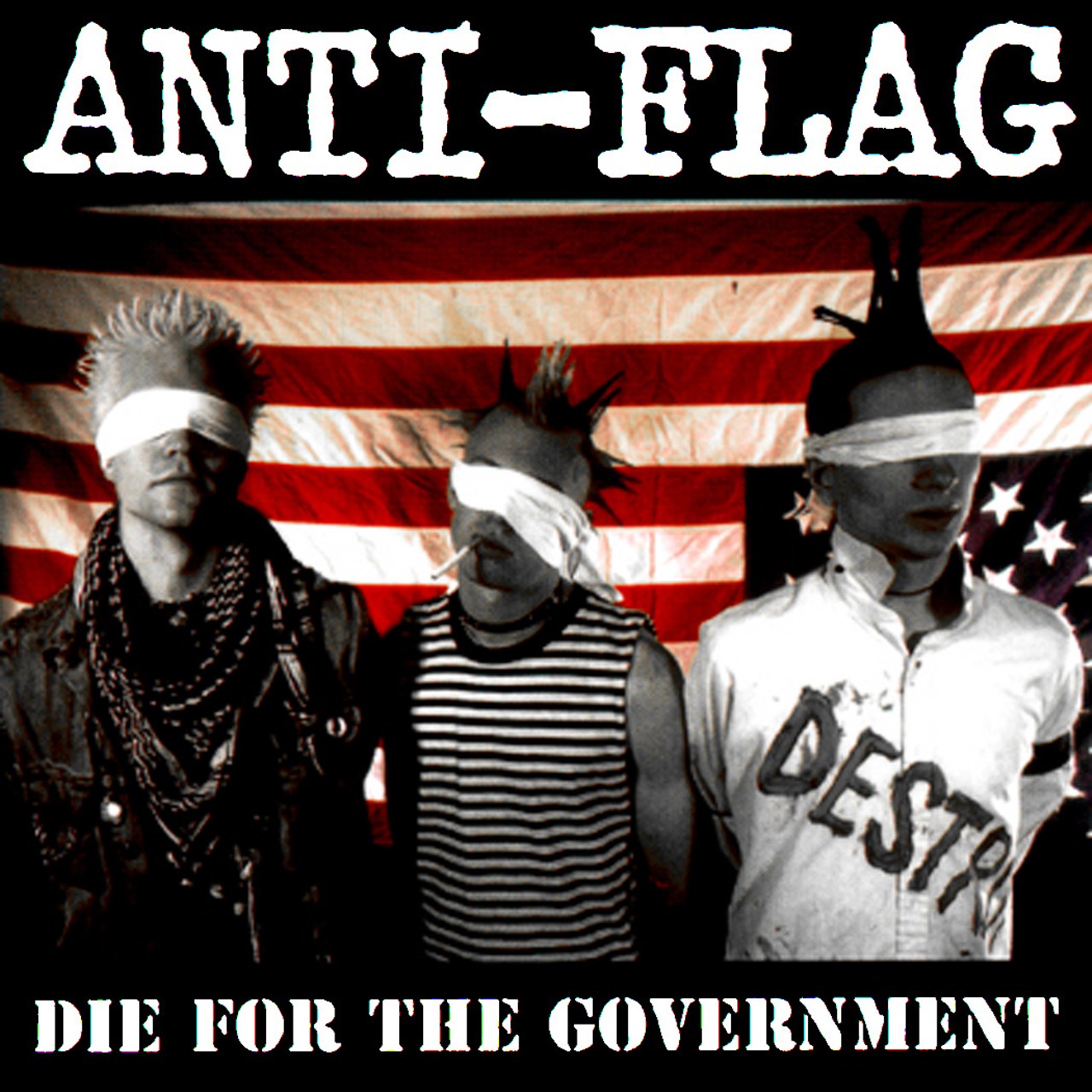 Anti-Flag - Die for the Government (1996)
The first and, ahem, the best record by Pennsylvania punk band Anti-Flag, Die for the Government has the upside-down American flag (a common theme on this list) behind the band members. Anti-Flag went on to distance itself from the overtly-anti-American theme of this record. Always sad to see a band move from its roots to accommodate a larger audience.