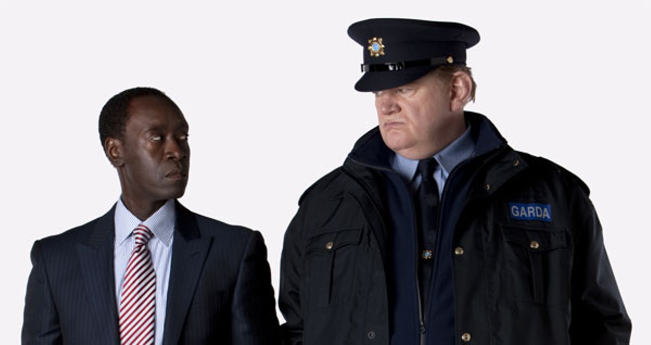 The Guard (2011)
From Nick Pinkerton's 2011 review: "As an FBI agent visiting to intercept a massive drug drop, Don Cheadle is on hand to straight-man, and to instruct the audience to grudgingly appreciate Boyle [Brendan Gleeson] for what he is, despite his racial ribbing of the Don Rickles all-in-good-fun school ("I'm Irish, sir, racism is a part of me culture," Boyle announces)." (Keep reading The Guard movie review.)