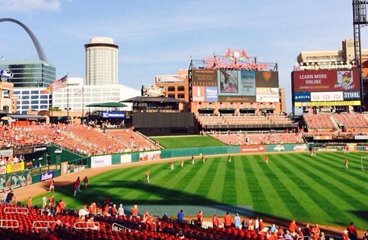 Busch Stadium
Inside the stadium if you're willing to pay the price of a ticket. Outside if you're broke or if it's, you know, winter. Photo courtesy of Instagram / luisordu.