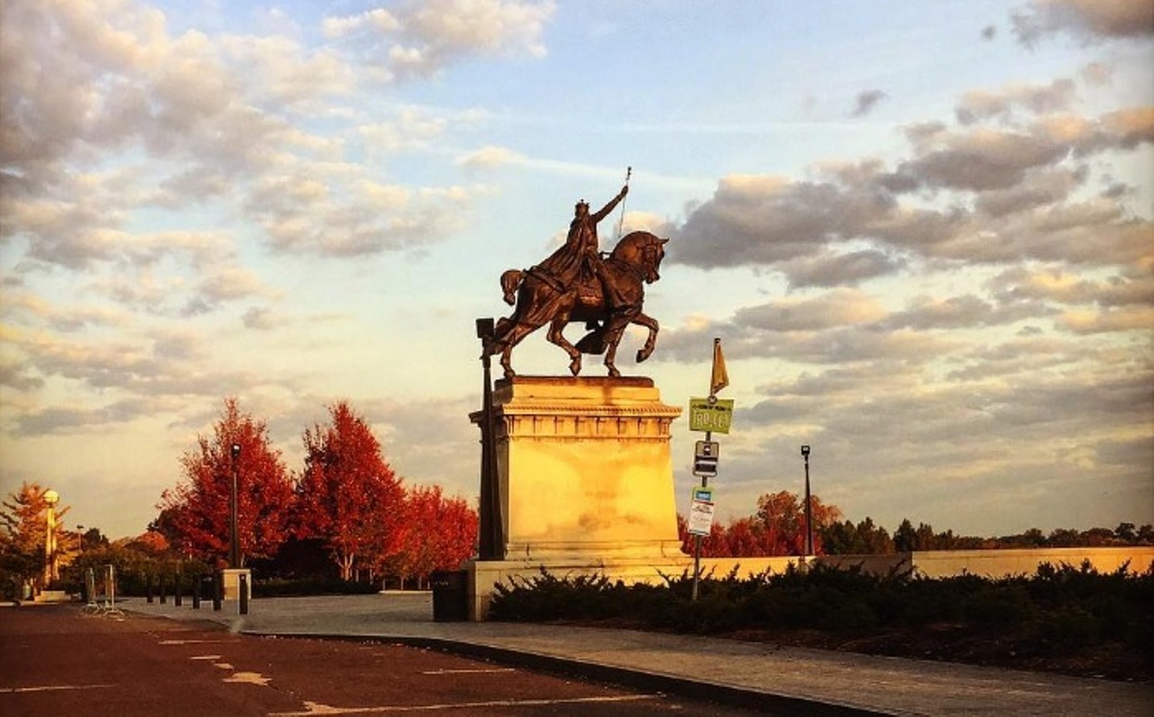 The Apotheosis of Saint Louis, also known as the French dude on a horse on top of Art HillYou'll get a great view of the park, too. Photo courtesy of Instagram / rhymeswithlost.