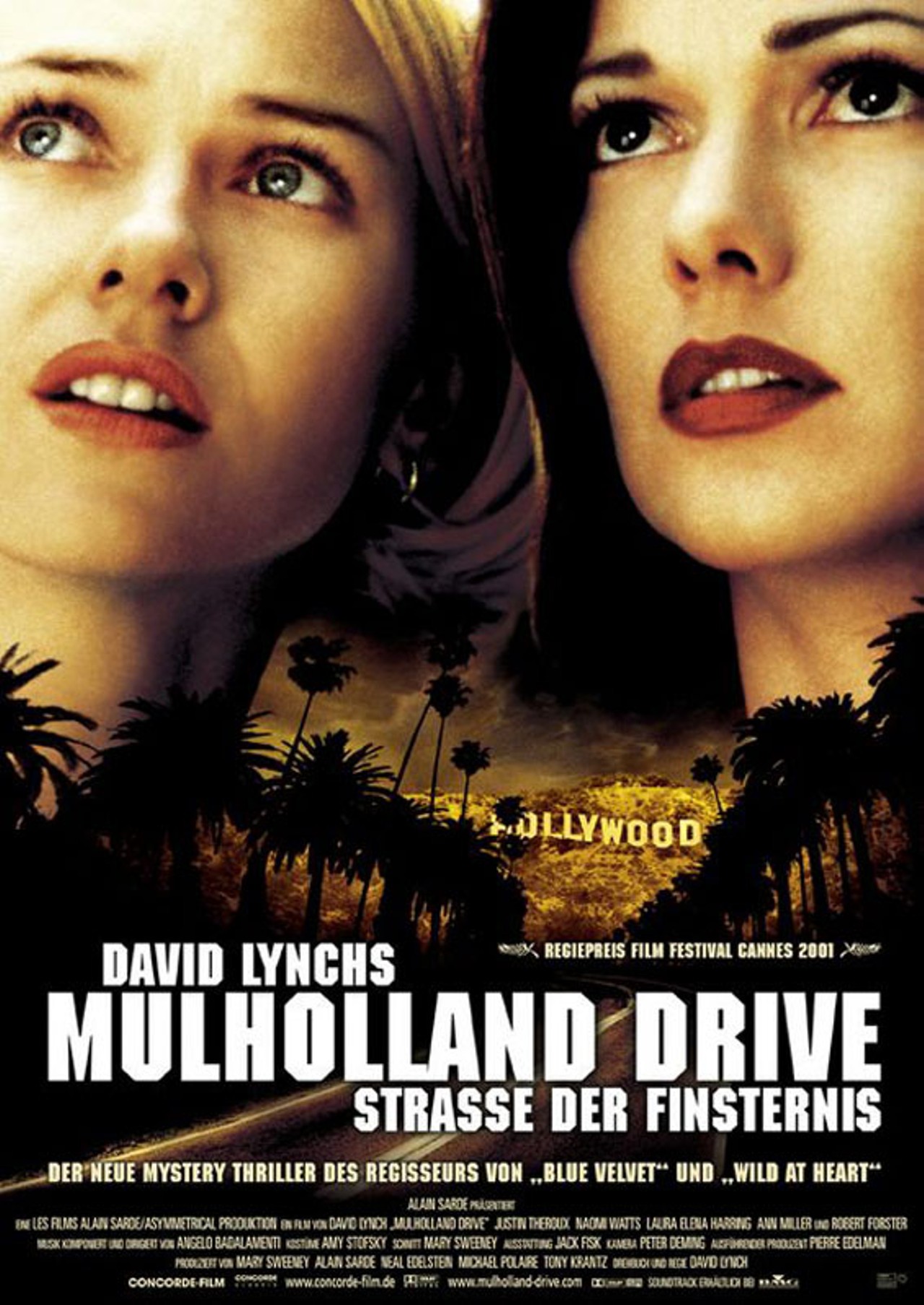 Mulholland Dr. (2001)
Along Mulholland Drive nothing is what it seems. In the unreal universe of Los Angeles, the city bares its schizophrenic nature, an uneasy blend of innocence and corruption, love and loneliness, beauty and depravity. A woman is left with amnesia following a car accident. An aspiring young actress finds her staying in her aunt's home. The puzzle begins to unfold, propelling us through a mysterious labyrith of sensual experiences until we arrive at the intersection of dreams and nightmares.