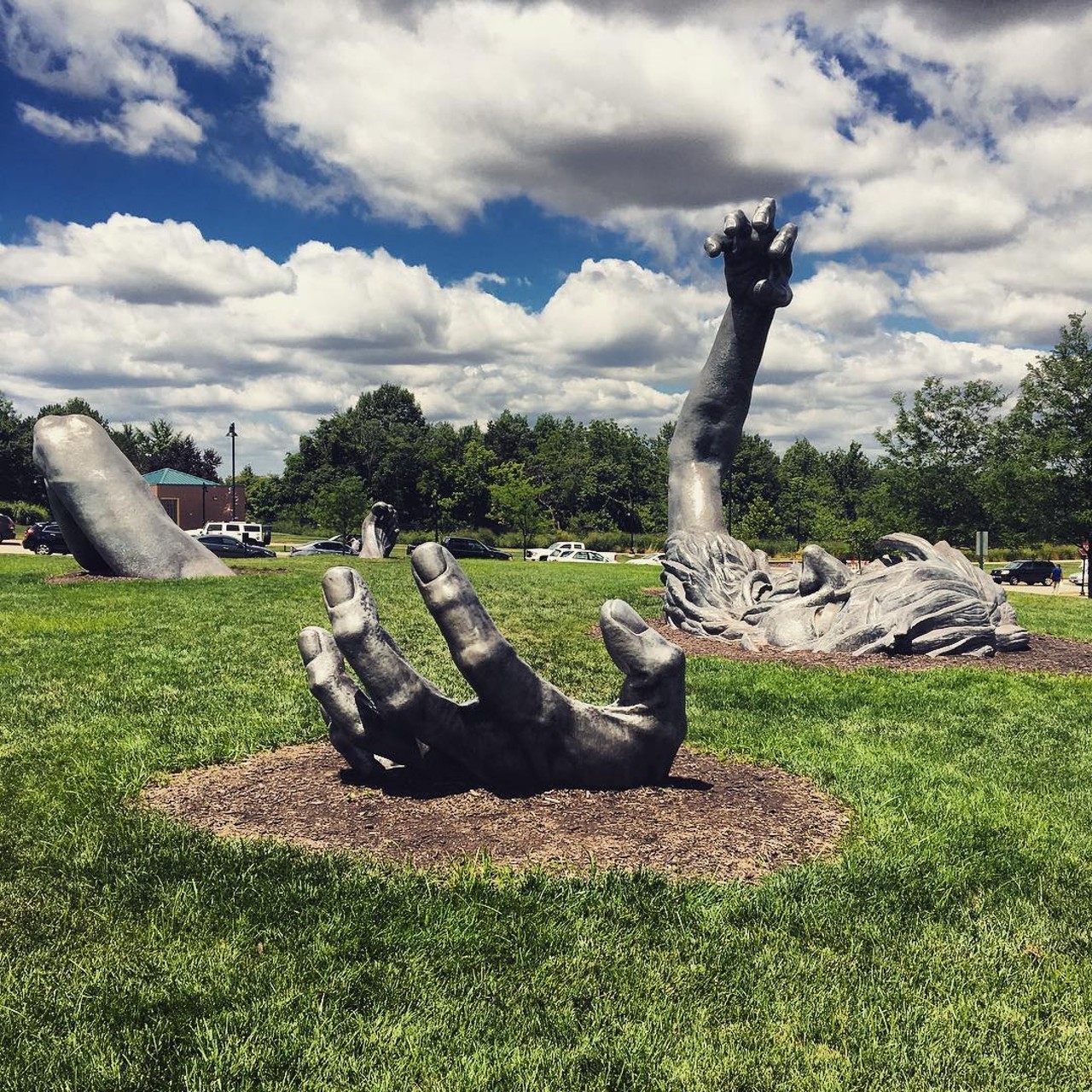 The Awakening - Buried Giant
16150 Park Circle, Chesterfield, MO
This sculpture by J. Seward Johnson is supposed to be of a giant crawling out of the ground. It lives right behind Chesterfield Mall and it's huge, weirdly stressful and tons of fun to climb on.
Photo courtesy of jkinzy / Instagram