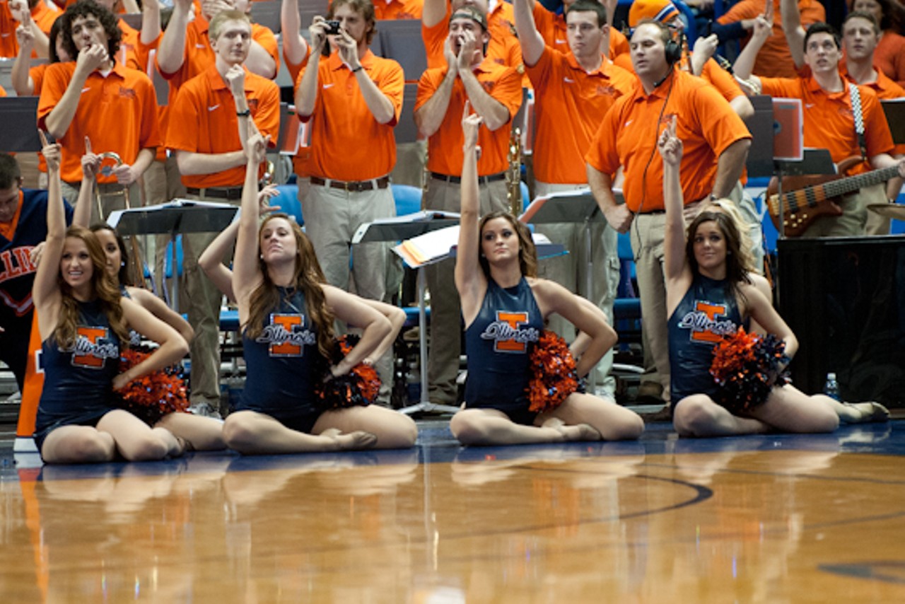 The Illinois cheerleading squad.