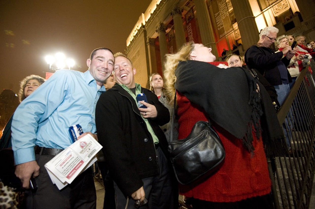 Cardinals fans didn't allow the cold November evening to deter them from lining up outside the Peabody prior to the premiere screening of the 2011 World Series DVD.