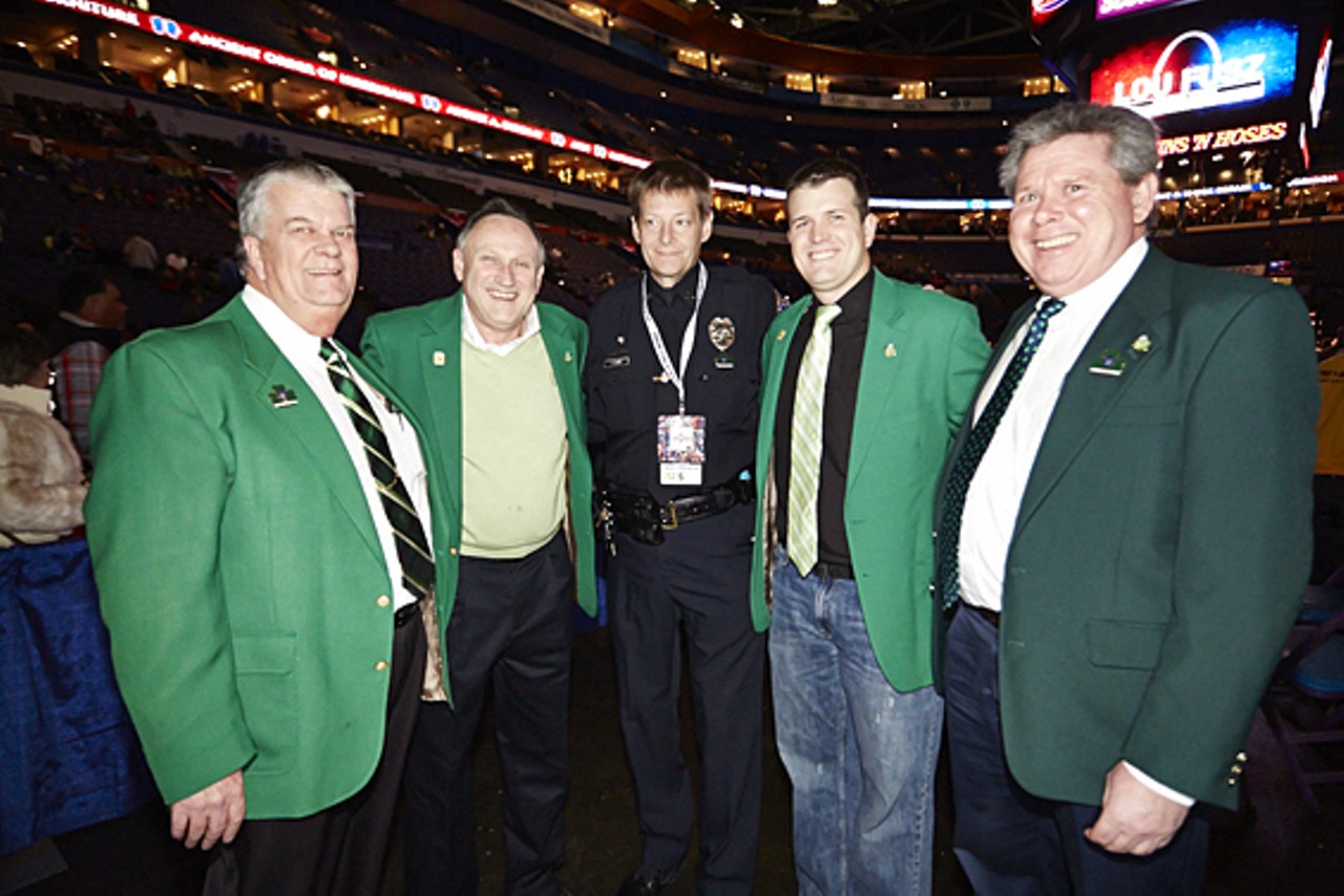 Members of the Downtown Irish Parade Committee (from left to right Joe Milligan, Tom Stewart, Thomas Etling, Shawn Milligan and Tom Moore) show their support.