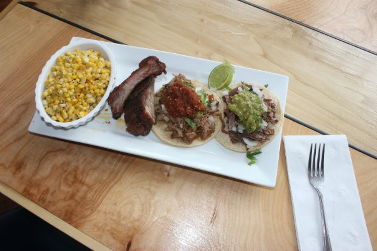 Spare No Rib
3701 Jefferson Avenue
St. Louis, MO 63118
(314) 354-8444
Spare No Rib merges an unlikely pairing: Tex-Mex tacos and barbecue. Owner Lassaad Jeliti chose the combination because the barbecue reminds him of the street vendors in his native Tunisia, while he says Mexican and Tunisian cuisine share similarities. Photo by Cheryl Baehr.