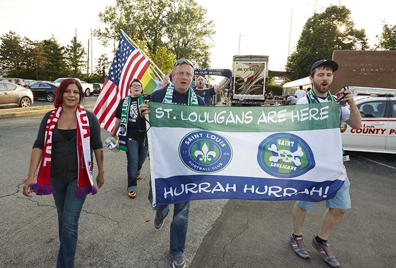 The St. Louligans parade into the match.