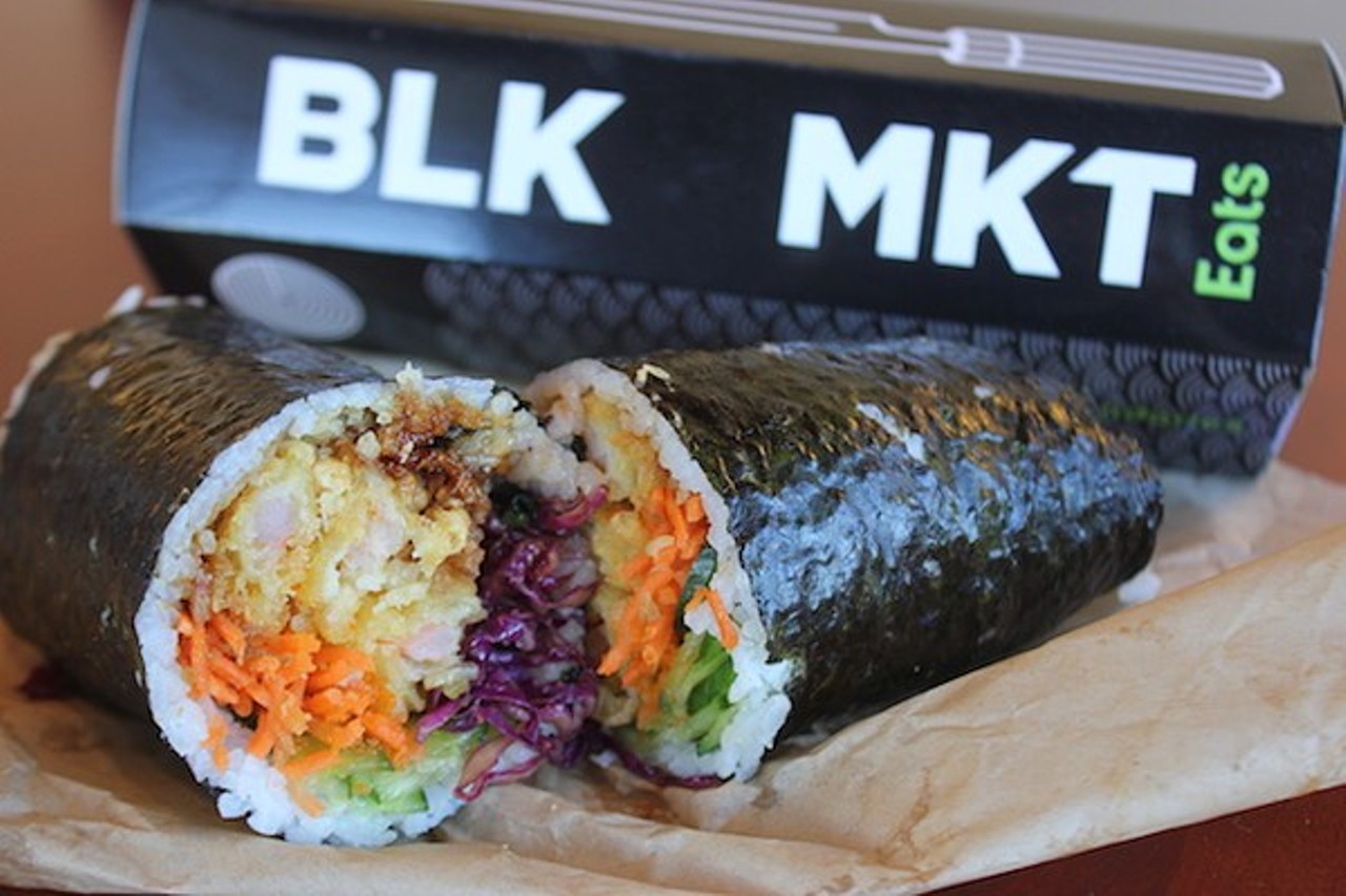 BLK MKT Eats 
9 S. Vandeventer Avenue 
St. Louis, MO 63108 
This terrific new counter-service spot on the edge of Midtown and the Central West End offers sushi-style burrito rolls, bowls and nachos. Everything has fresh flavors, from the delicious marinated fish in the poke rice bowls to the loaded Korean-style nachos. There's very little room for sitting, but it's a great spot to grab some takeout.
Photo by Sarah Fenske.