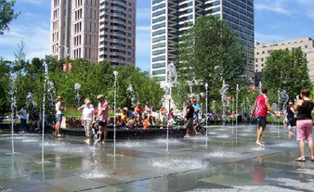 22. Citygarden fountains. If Johnson's Shut-Ins is too far, hop on the MetroLink and head downtown to Citygarden where the dancing fountain and wading pool offer a welcome respite from the city heat. (801 Market Street; 314-241-7070)