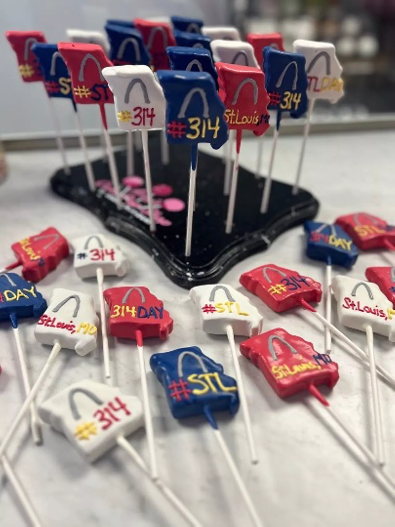 314 Day Cake Pops
Enjoy some 314 Day-inspired cake pops from Amy’s Cake Pop Shop (7967 Big Bend Boulevard) on Thursday, March 14  from 11 a.m. to 6 p.m., along with a variety of other sweet treats.