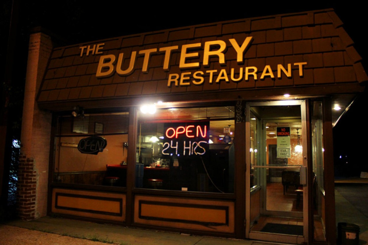 The Buttery
3659 S. Grand Blvd. 
St. Louis, MO 63118
This small spot along South Grand serves up traditional diner fare 24 hours a day. Burgers, slingers, pancakes, eggs -- it's all here. The Buttery only takes cash, so be ready. RFT photo.