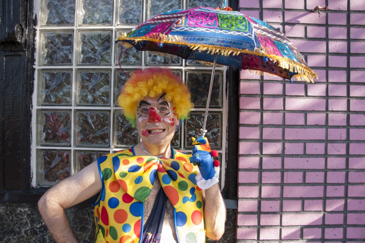 Matthew the Clown at 2015 World Naked Bike Ride.