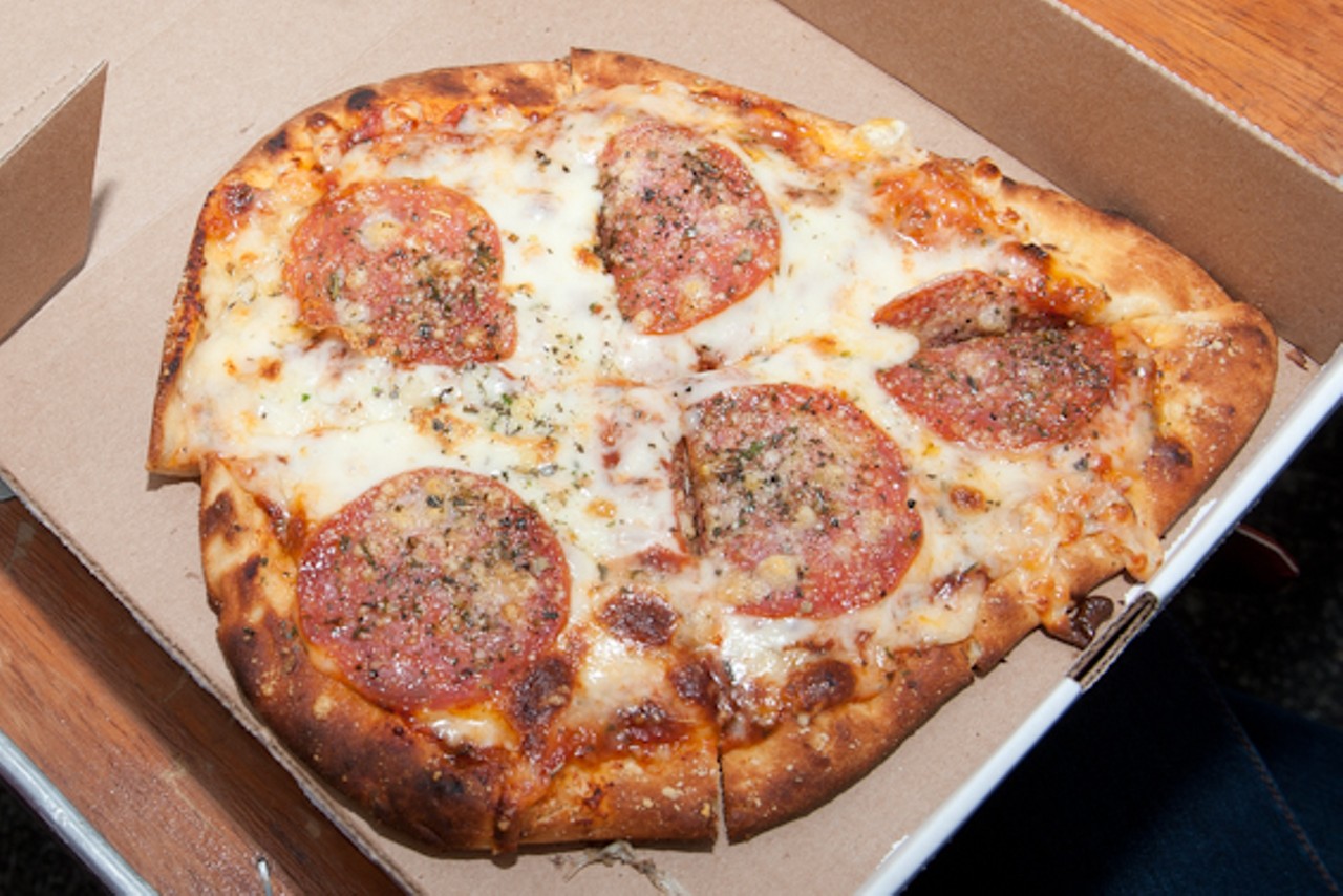 A pepperoni pizza from Slice of the Hill.