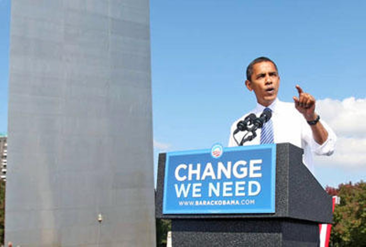 Barack Obama on October 19 at the Gateway Arch. More photos.