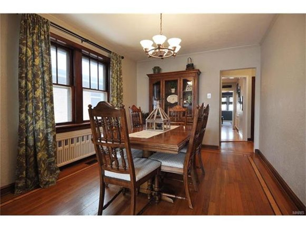 There are hardwood floors throughout the house.