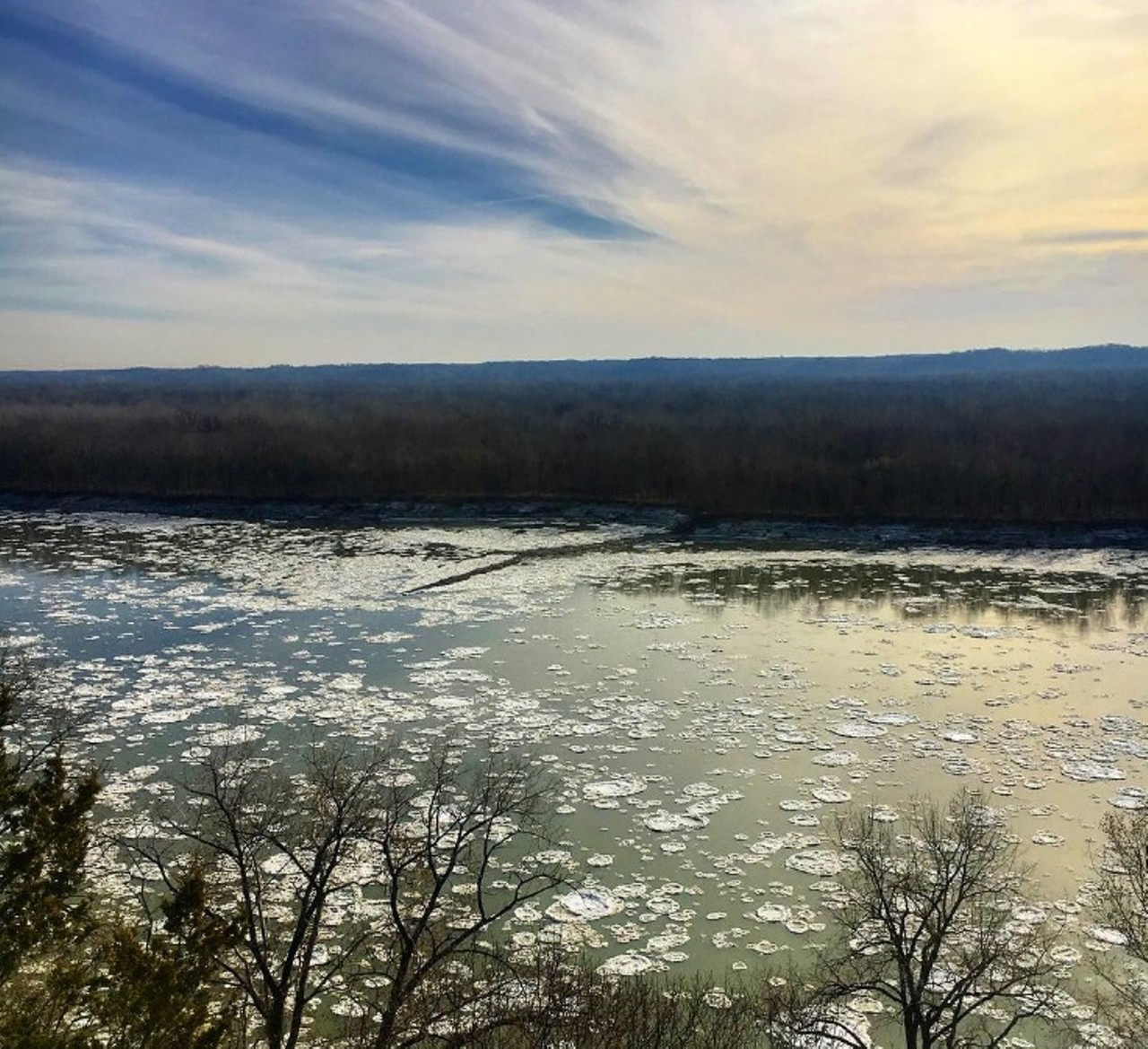 The historic Lewis trail is 8.3 miles, and the Clark trail is 5.3 miles -- so be prepared if you're looking to hike in the cold. Both are located in the Weldon Spring Conservation Area. Isn't the view beautiful? Photo courtesy of Instagram / blmstl.