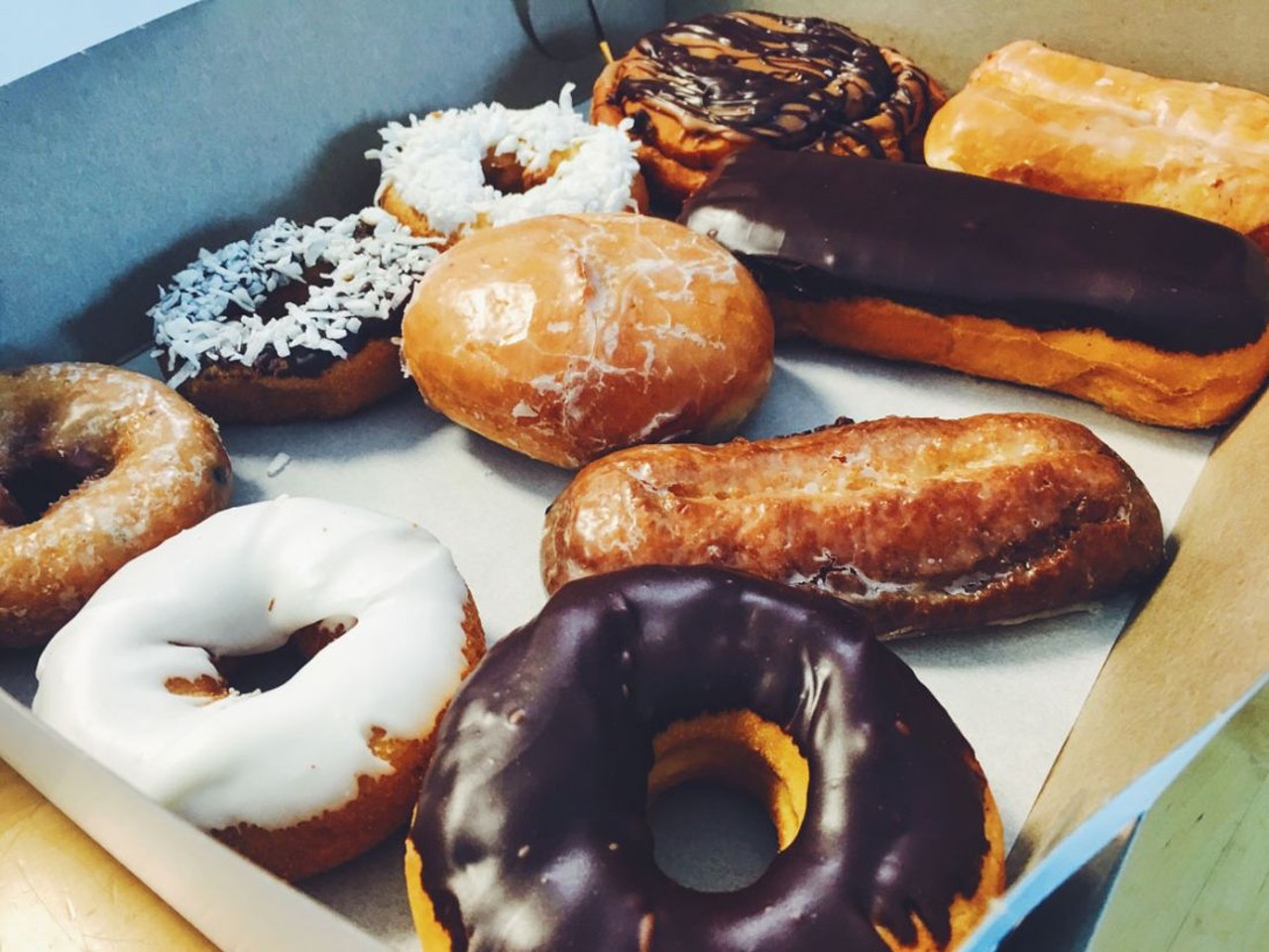 Long johns, iced donuts, cake donuts, sugar donuts, fruit-filled donuts, custard-filled donuts, cinnamon twists, apple fritters....they have it all at Eddie's Southtown Donuts.