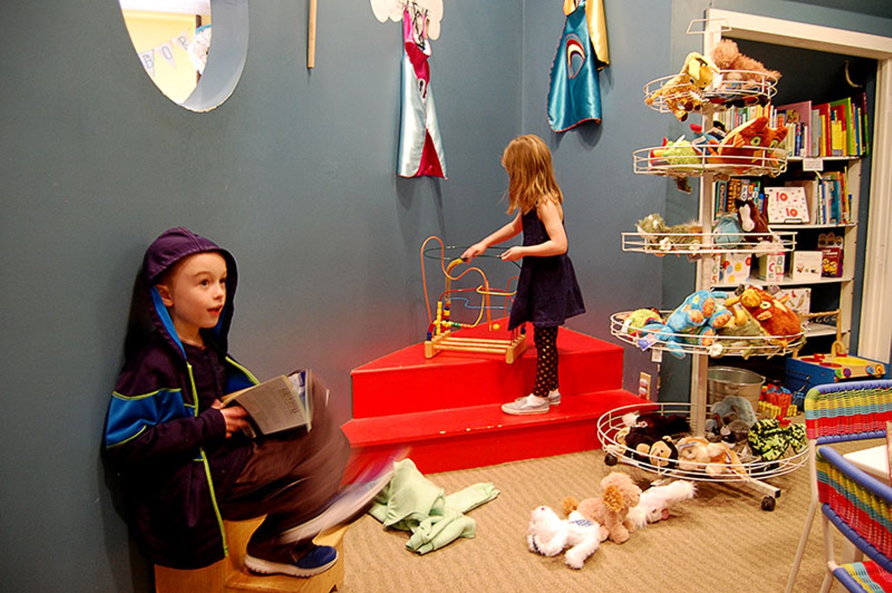 There's room to play at The Novel Neighbor, as Brayden and Kaylee Walters show here. Need a birthday party location? They offer that, too. Let them know your child's favorite book, or choose one of the store's themes, and they'll plan an entire party around it.