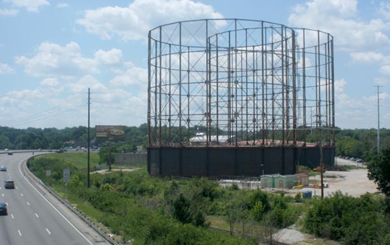 ...the old Shrewsbury gasometers. Photo courtesy Built St. Louis