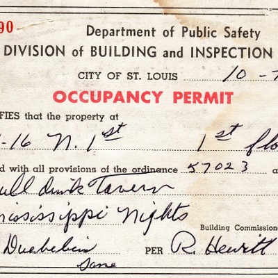 The occupancy permit for Mississippi Nights when it opened in 1976.