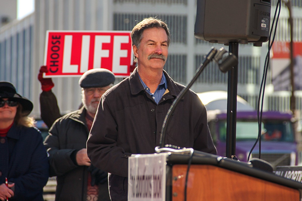 Republican state Senator Mike Moon (R-Ash Grove), shown here at an anti-abortion rally in St. Louis in 2021.
