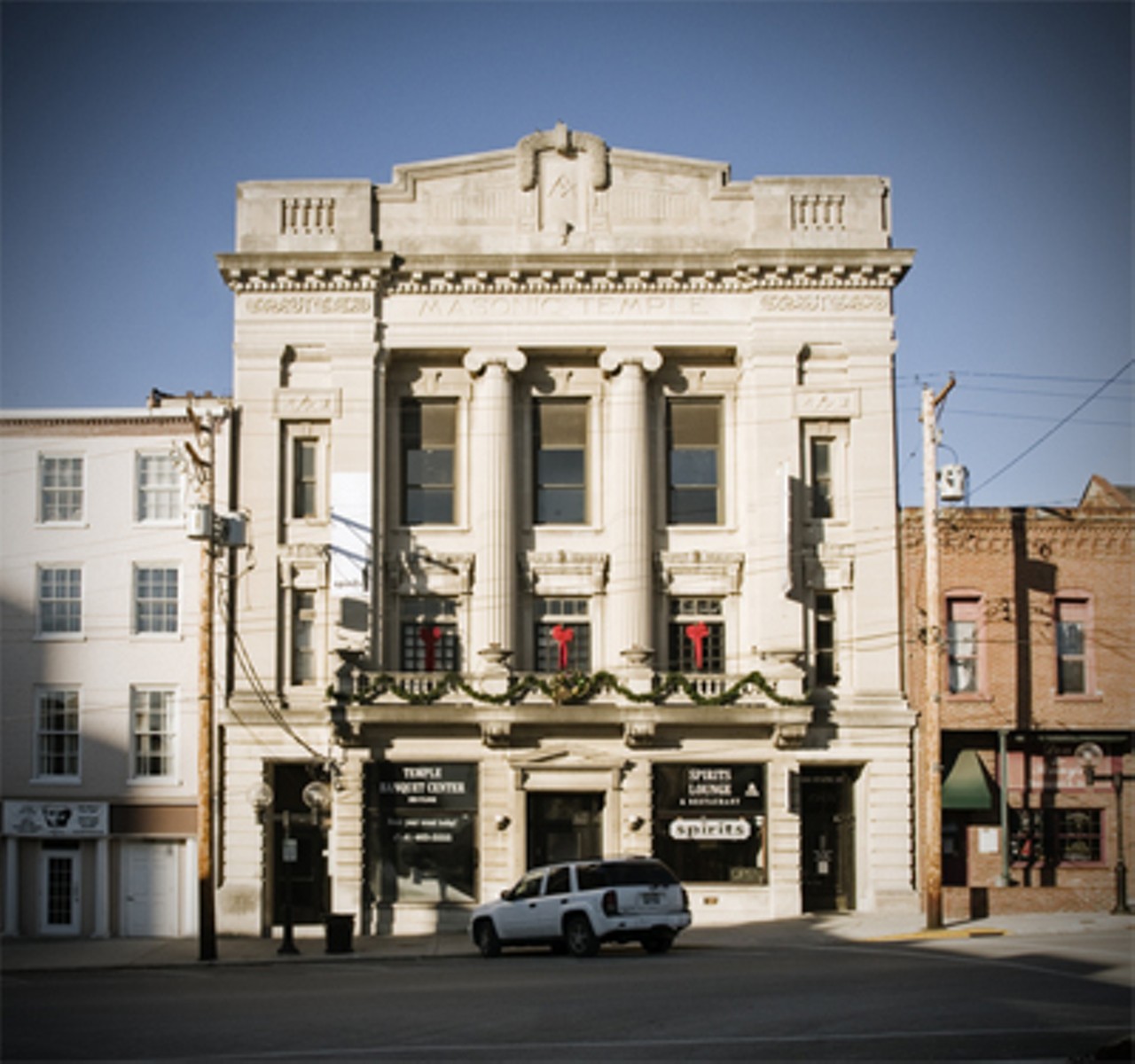 Alton's former Masonic temple, a building that now hosts a saloon of its own on the ground floor.