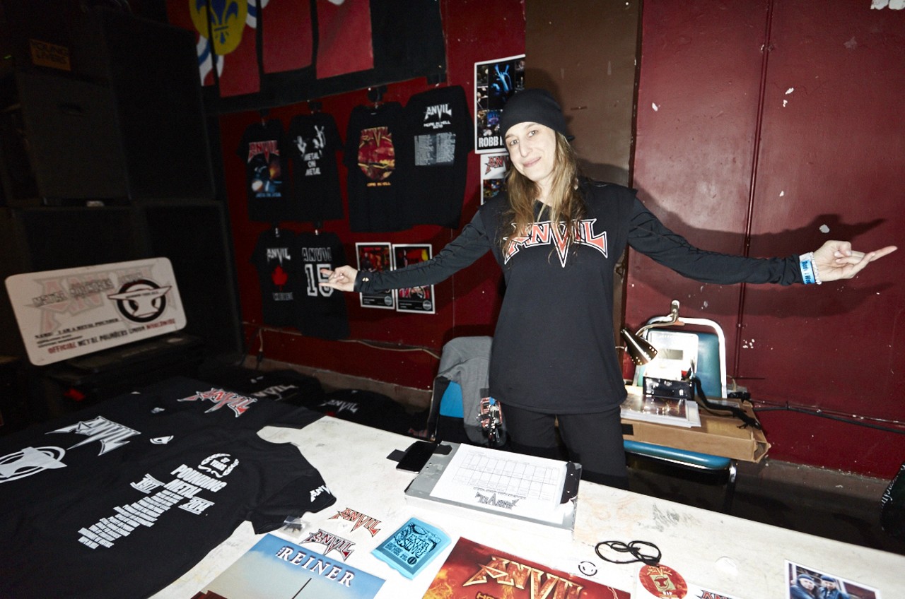 "Sister D" runs the Metal Pounders Union and runs the merch table at all Anvil shows including this show on February 19, 2015.