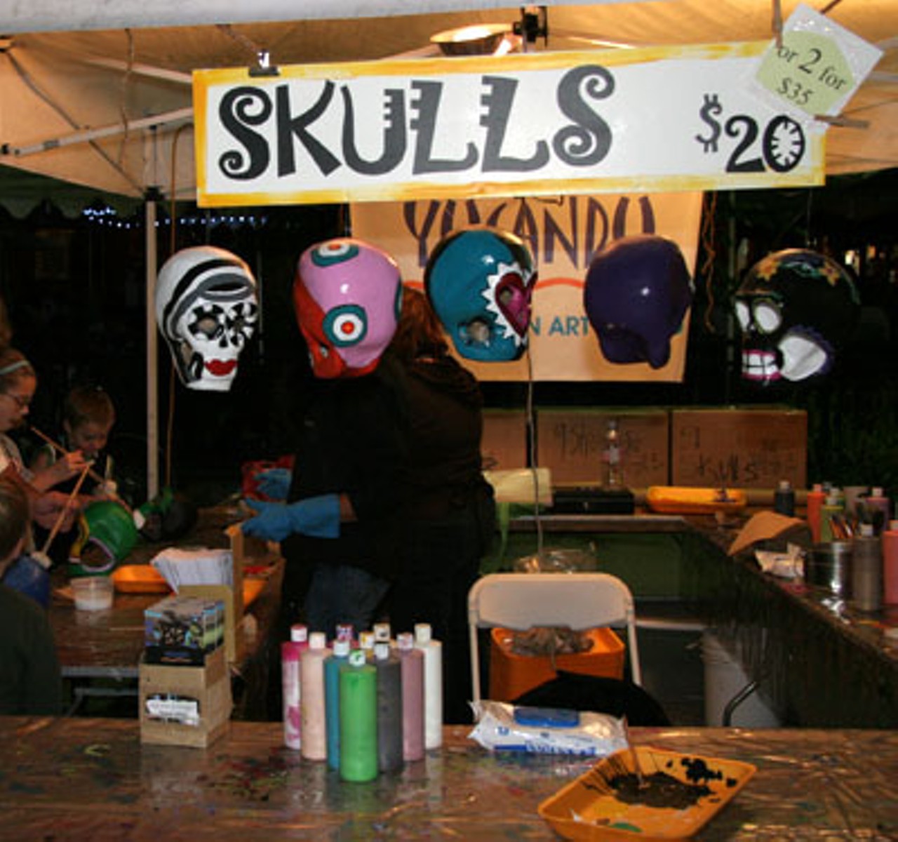 Art Outside offered the chance to paint a Day of the Dead skull for $20.