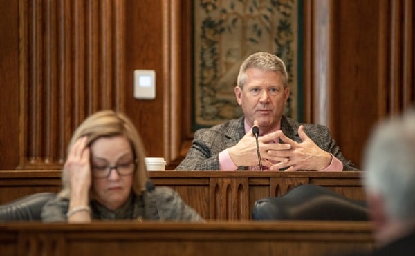 Senator Doug Beck (D-Affton) at a committee meeting April 4, 2023. He is one of three lawmakers in Missouri addressing the length of the school week in his pre-filed legislation.