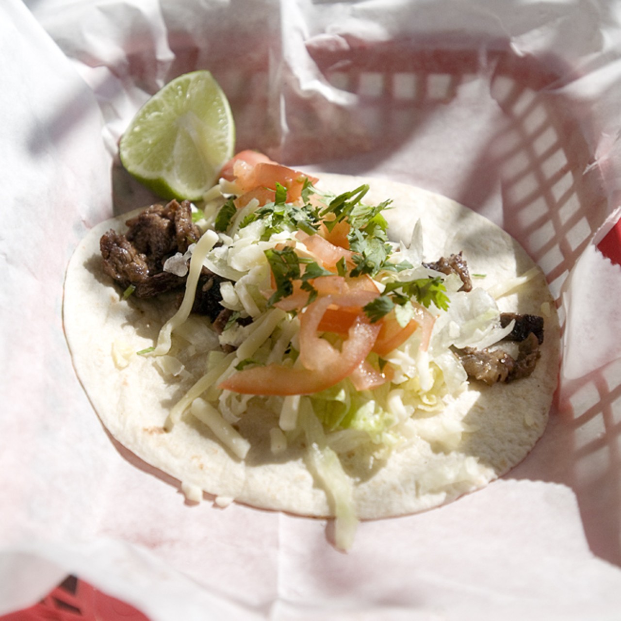 A steak taco.Read "Taco the Town: Taqueria el Jalape&ntilde;o scores another point for north county in the geographical battle for local Mexican restaurant supremacy" by Ian Froeb.