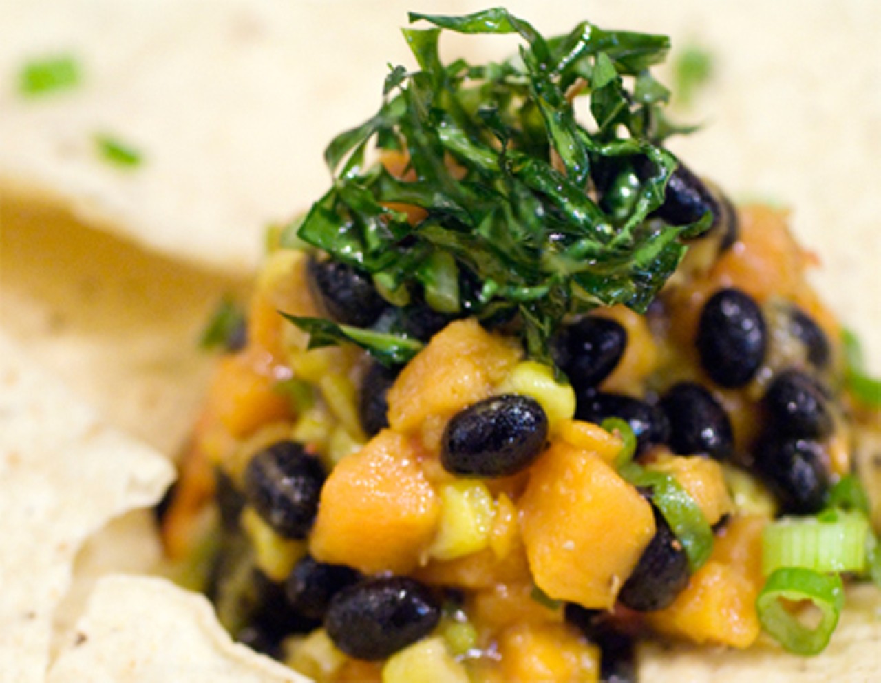 Sweet potato salsa with tortilla chips. Read our review of the Bleeding Deacon by Ian Froeb.
