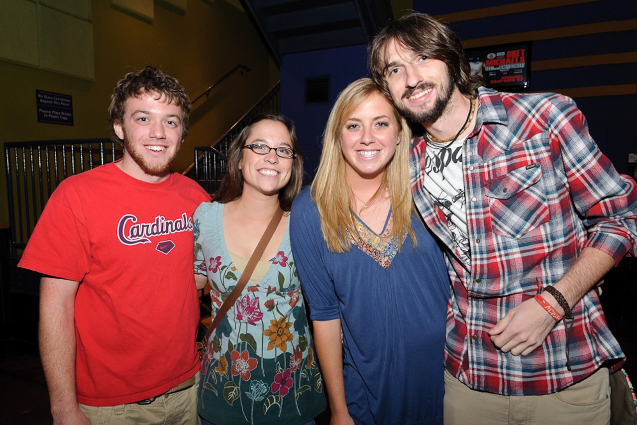 SIUE students Nic Atterberry, Melissa Buckley, Ali Wulfers, and Wil Rogers, pre-show.
