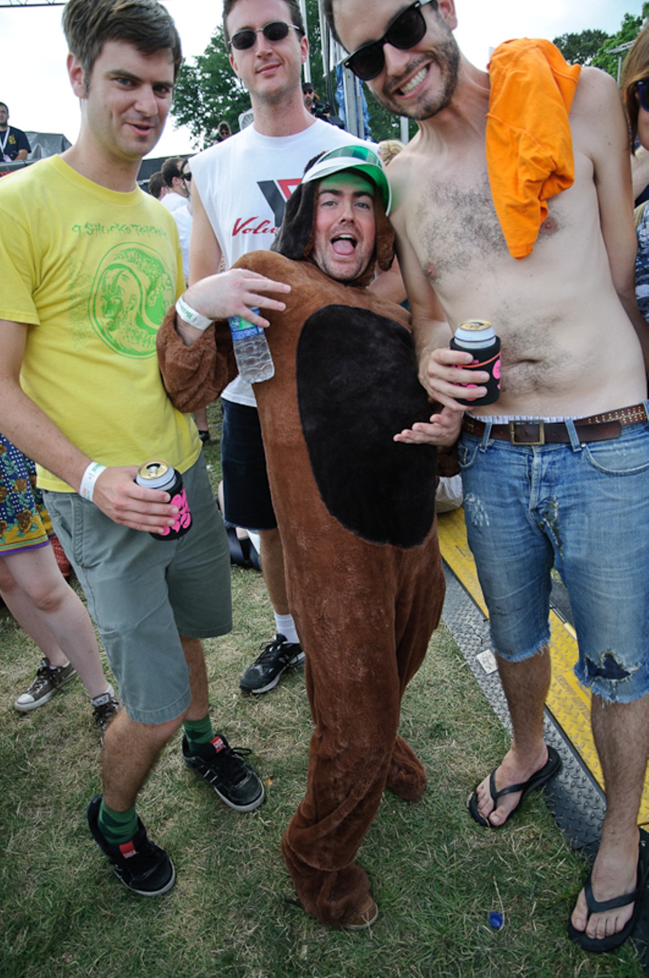 A bear costume was absolutely an odd choice of attire, but screw it -- having a good time trumps all.