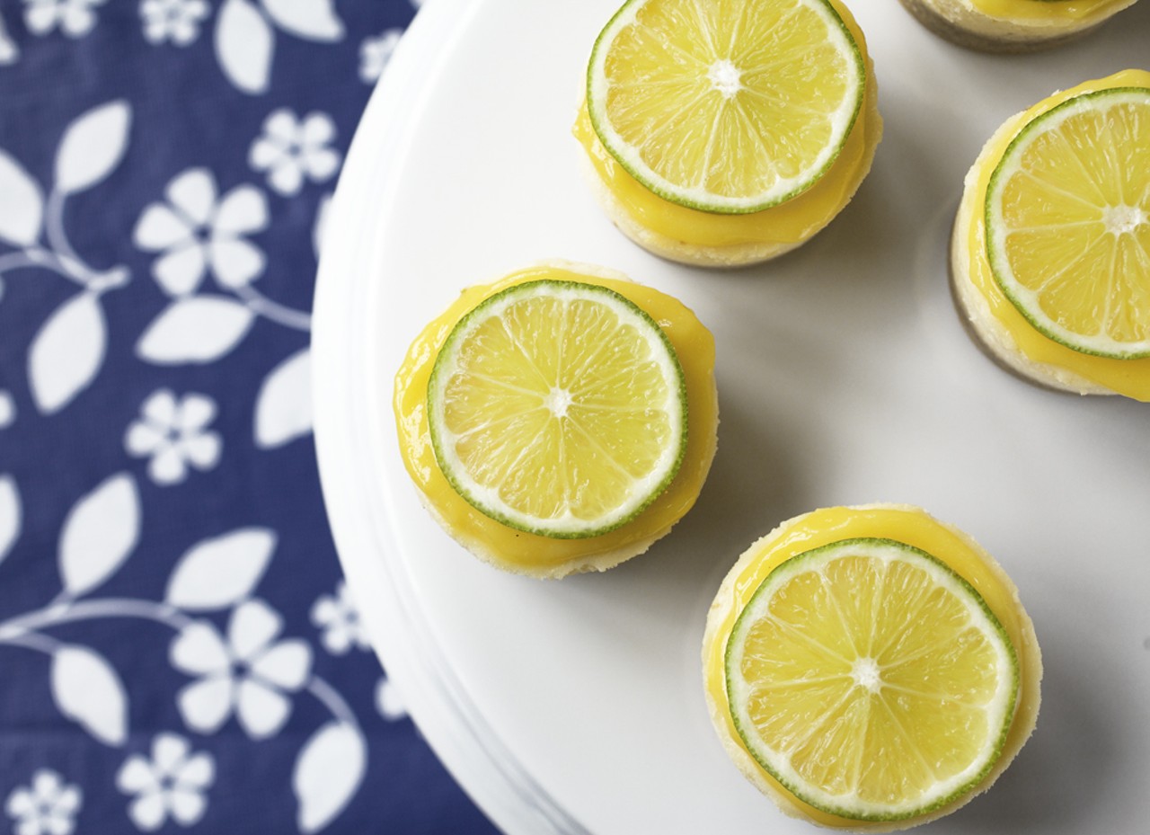 Mini key lime cheesecakes with key lime curd.