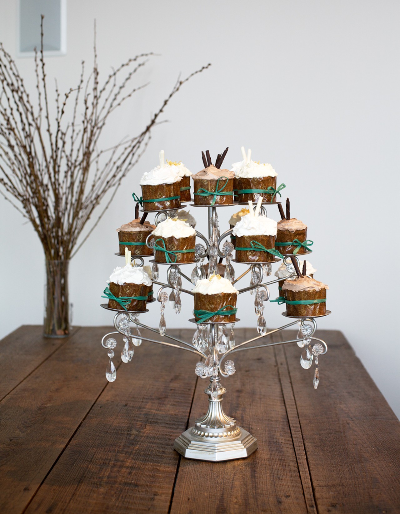 The delightful tower of mini cakes -- Mmm, buttercream.