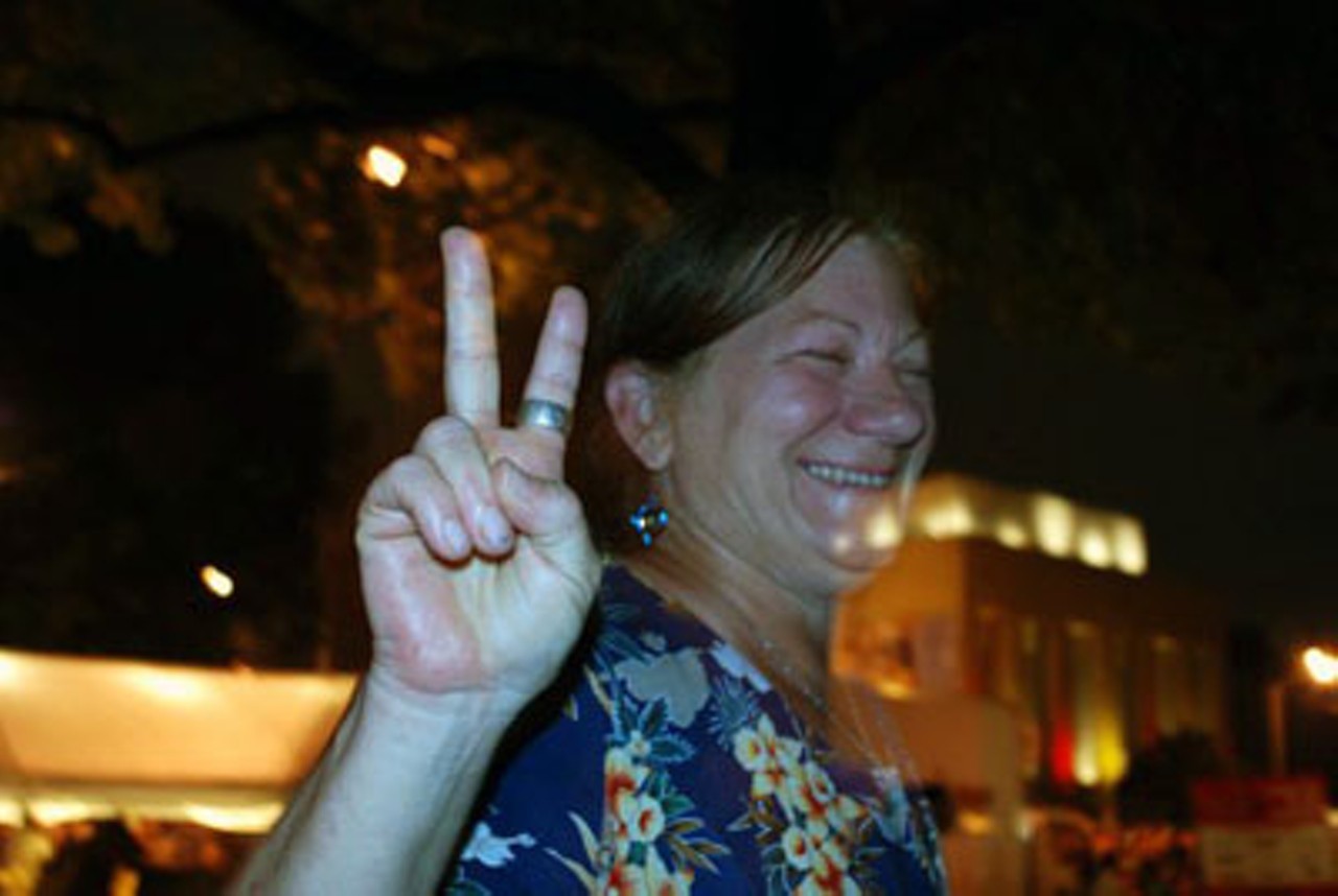 Carla Easterling, of Cedar Hill, being peaceful during the Black Crowes show on Friday.