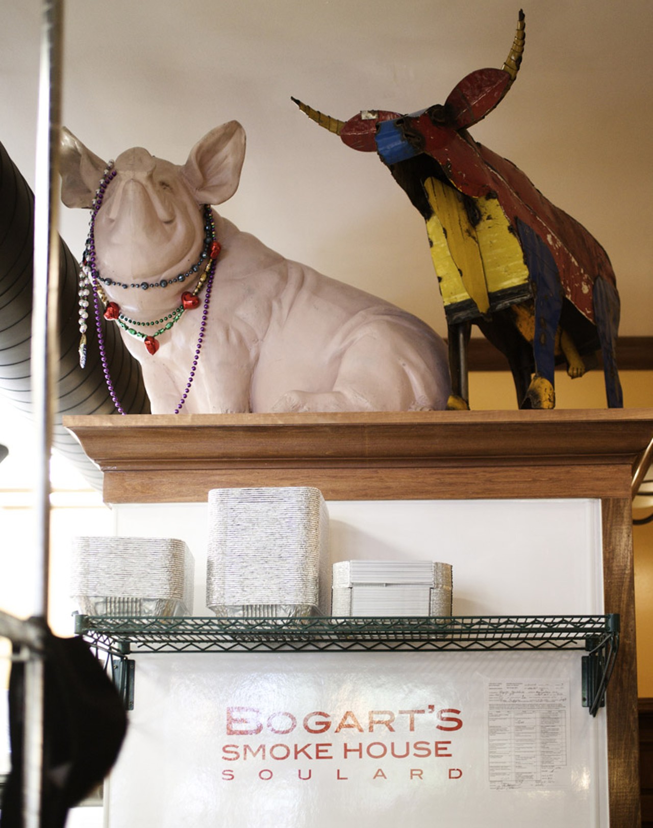 Pig is the theme at Bogart's smokehouse.