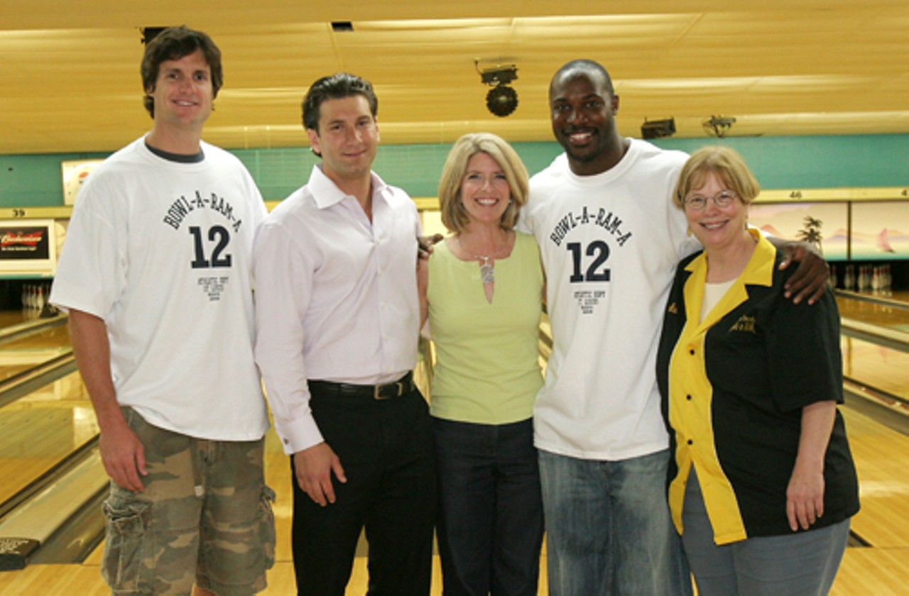The organizers of this year&rsquo;s Bowl-a-RAM-a event. From left are Drew Bennett, Rams wide receiver and event co-chairman, Jeremiah Dellas, Epilepsy Foundation board chairman, Annette Barringhaus, event chairman and Will Witherspoon, Rams linebacker and event co-chairman.