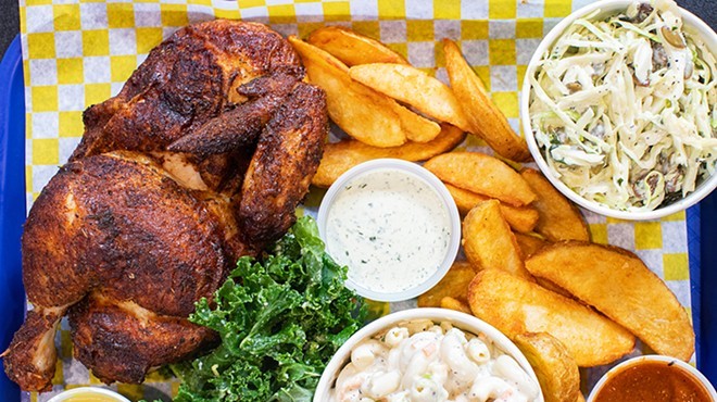 Chicken Scratch's rotisserie chicken, pictured with assorted sides, will soon be available in Glendale.