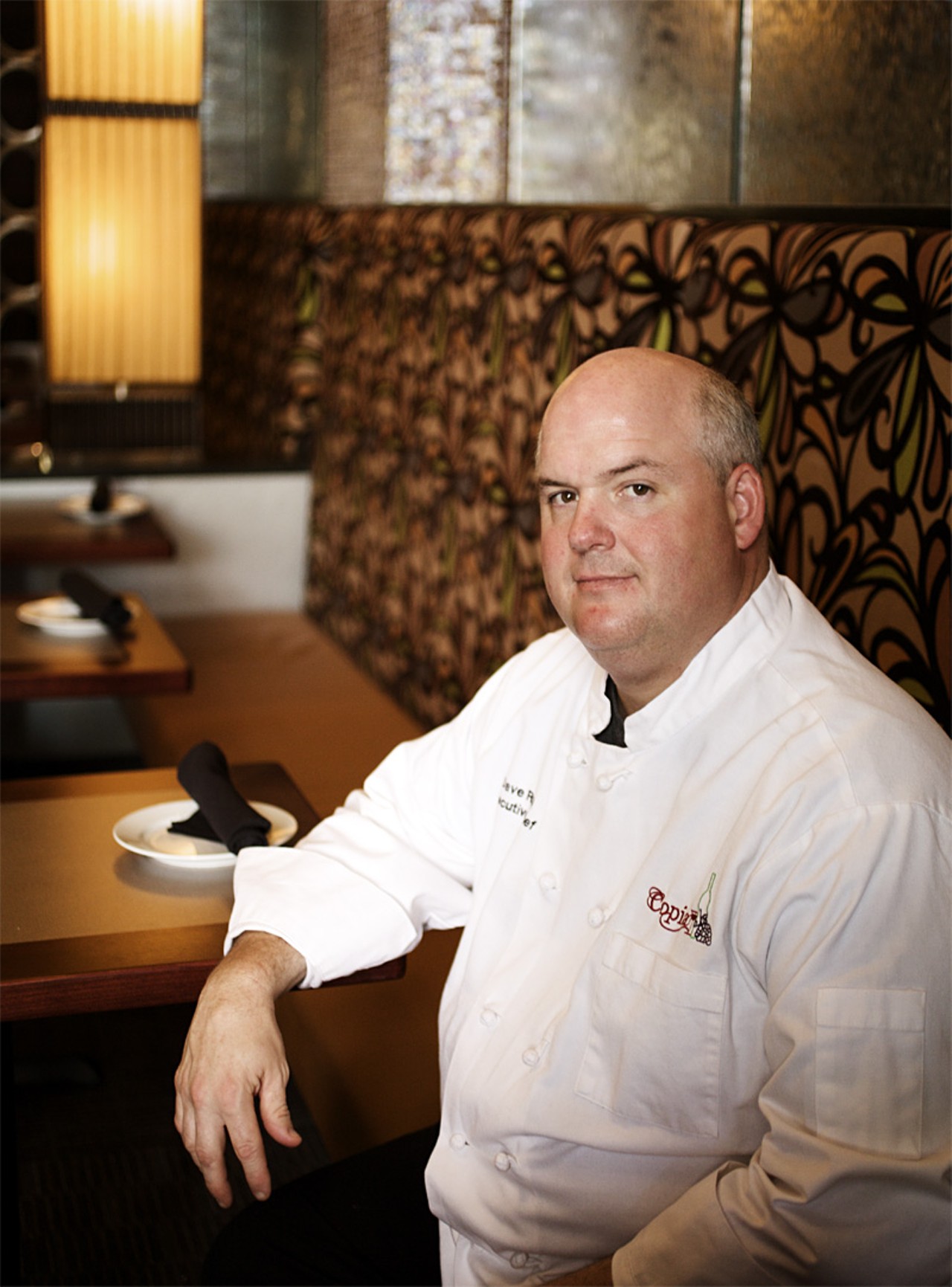 Executive Chef Dave Rookin the front dining room of Copia Urban Winery.