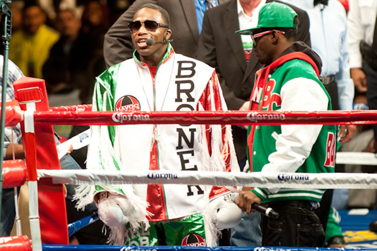 Adrien Broner serves as his own hype man before taking on Eloy Perez in the co-main event.