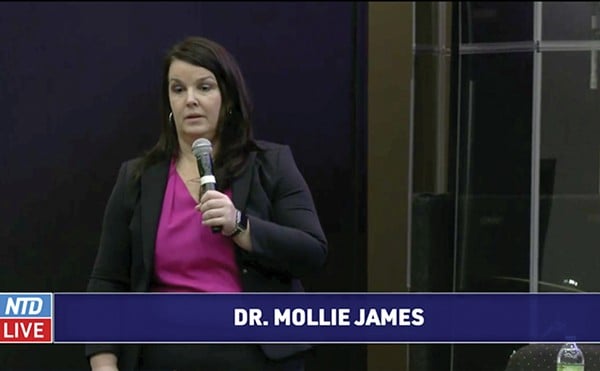 Screenshot of Dr. Mollie James speaking at a anti-vaccine "COVID Summit."