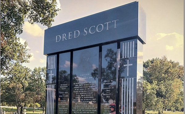 A sneak peak at the new monument to Dred Scott at Calvary Cemetery.