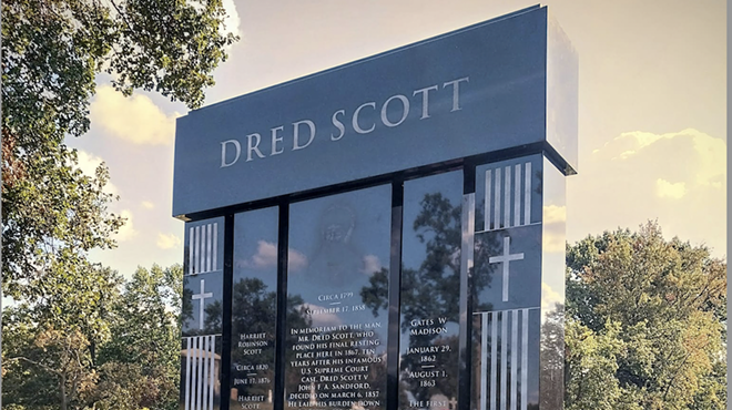 A sneak peak at the new monument to Dred Scott at Calvary Cemetery.