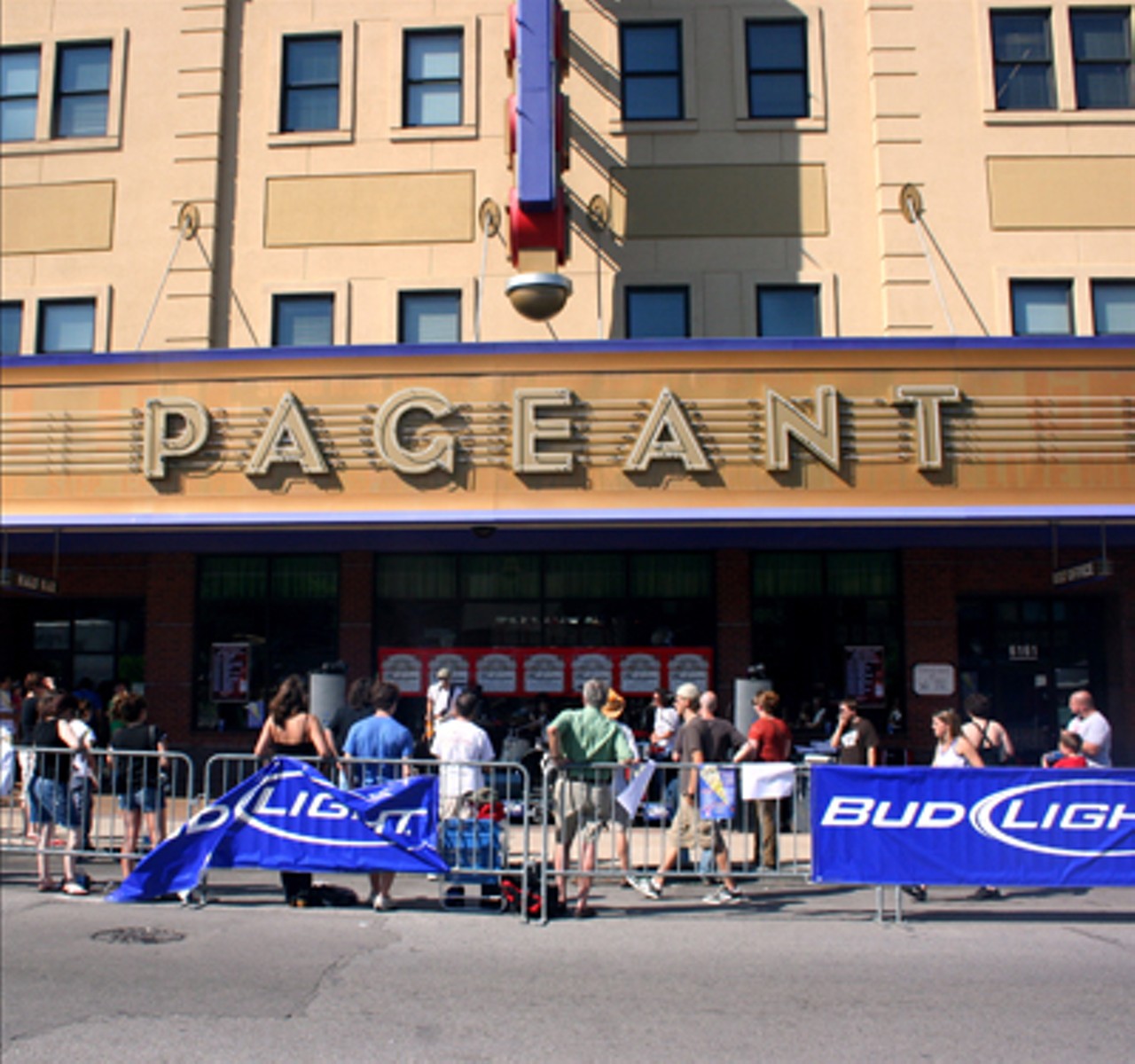 The stage was set up under the Pageant's marquee.